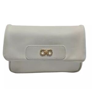 Authentic Salvatore Ferragamo Bag White Cosmetic Clutch Parfums Pochette!
